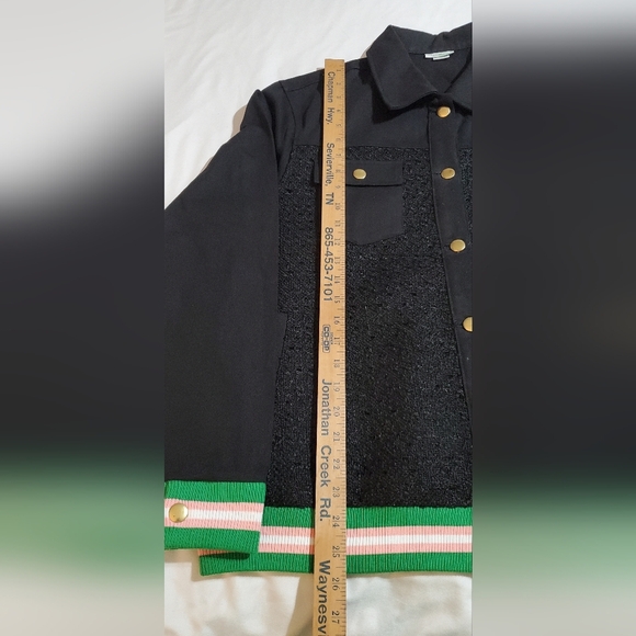 Ivy Storehouse Tweed Black Jacket with Green and Pink Accents. Sz XL - Picture 8 of 10